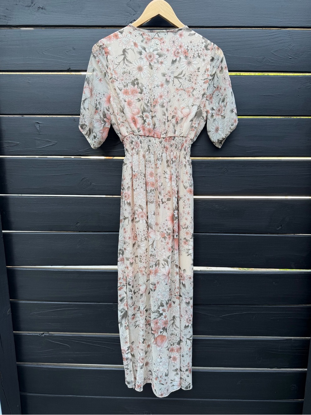 En Focus sz 6P Floral V-Neck Maxi Dress in Blush Half Sleeve- Boho Fairy - Picture 3 of 9